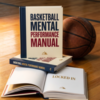 Basketball Mental Performance Manual book on a hardwood court