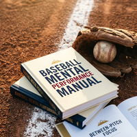 Baseball Mental Performance Manual book on infield dirt with a glove and ball