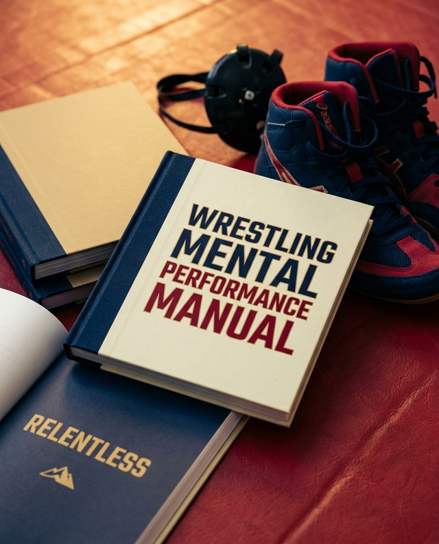 Wrestling Mental Performance Manual book on a wrestling mat