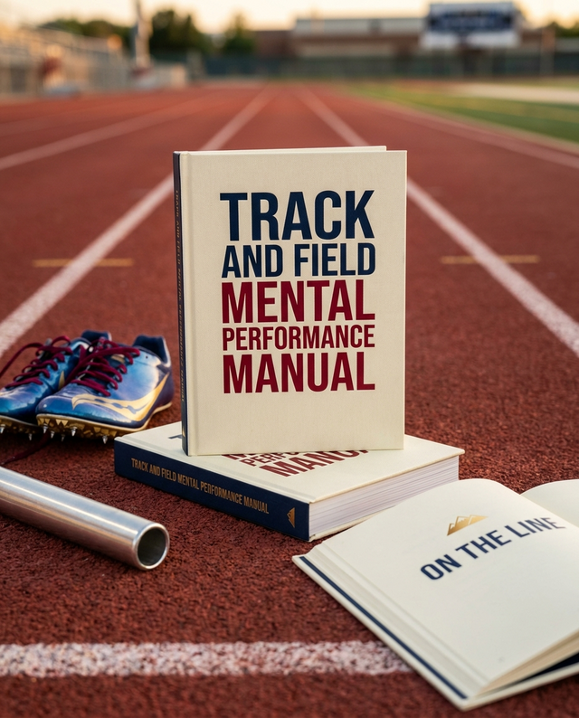 Track and Field Mental Performance Manual book on a running track