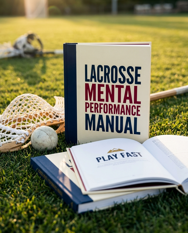 Lacrosse Mental Performance Manual book on a grass field