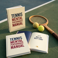 Tennis Mental Performance Manual book on a hard court