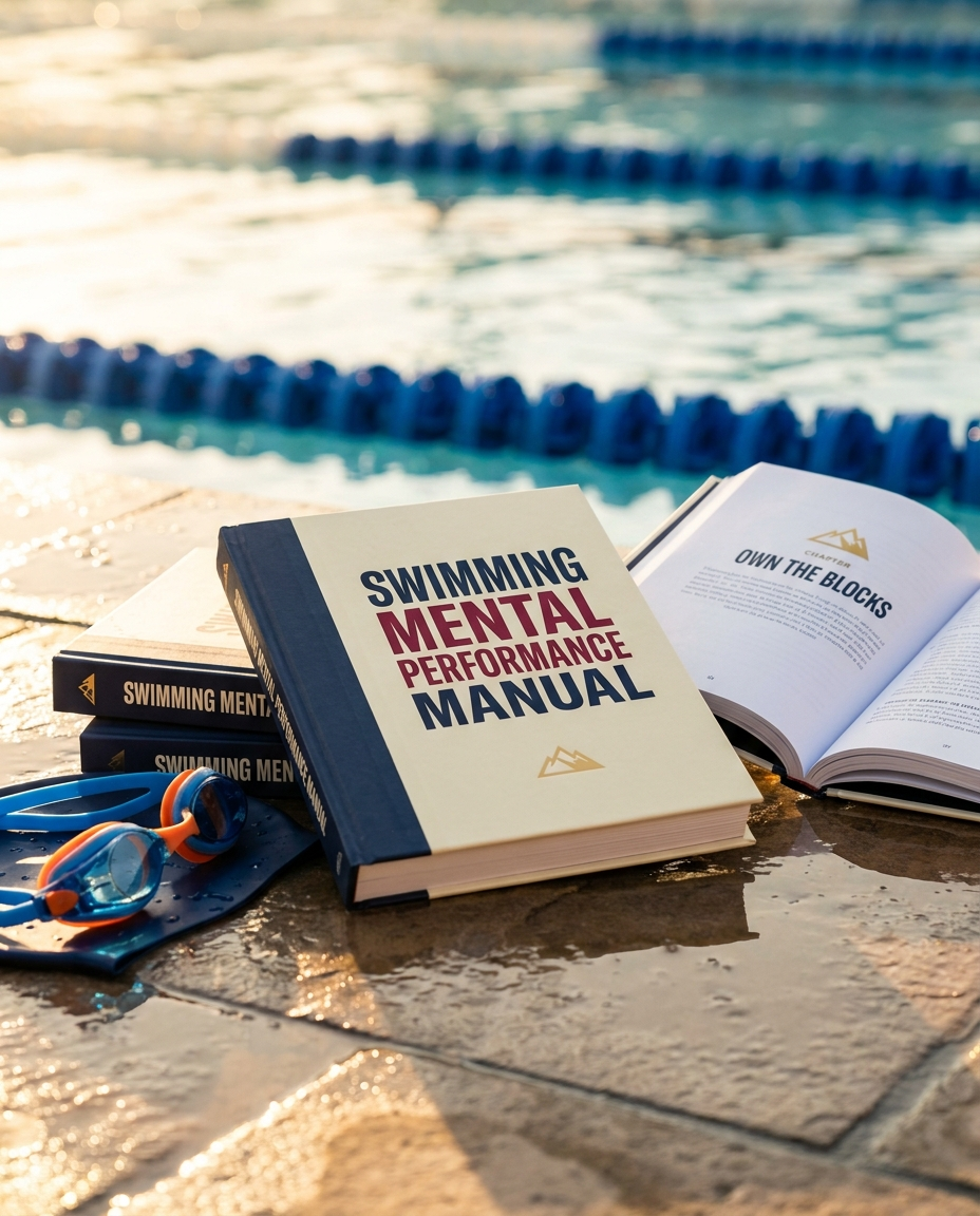 Swimming Mental Performance Manual book on a pool deck
