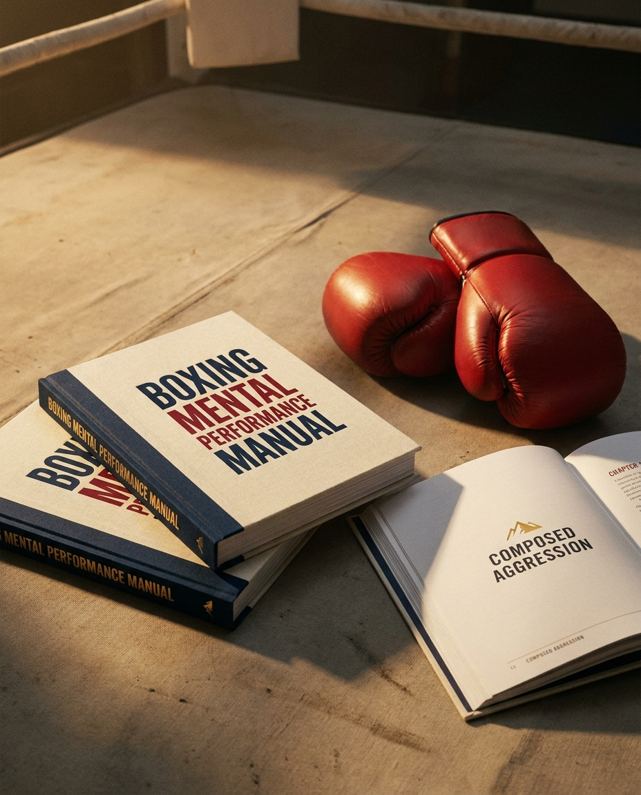 Boxing Mental Performance Manual book on a ring canvas
