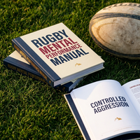 Rugby Mental Performance Manual book on a grass pitch