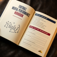Football workbook spread — playbook, focus checklist, goal-setting